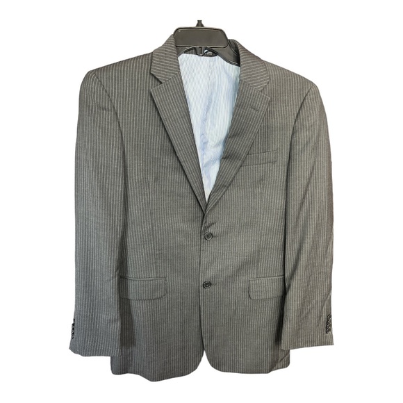 Tommy Hilfiger 38R Gray Pinstripe 100% Wool Gray Blazer Suit Jacket - Picture 1 of 9